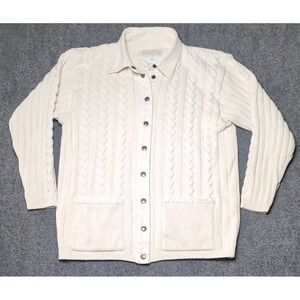 Blue Willi's Denmark 100% Cotton Button Down Knit Sweater Ivory Women's Small